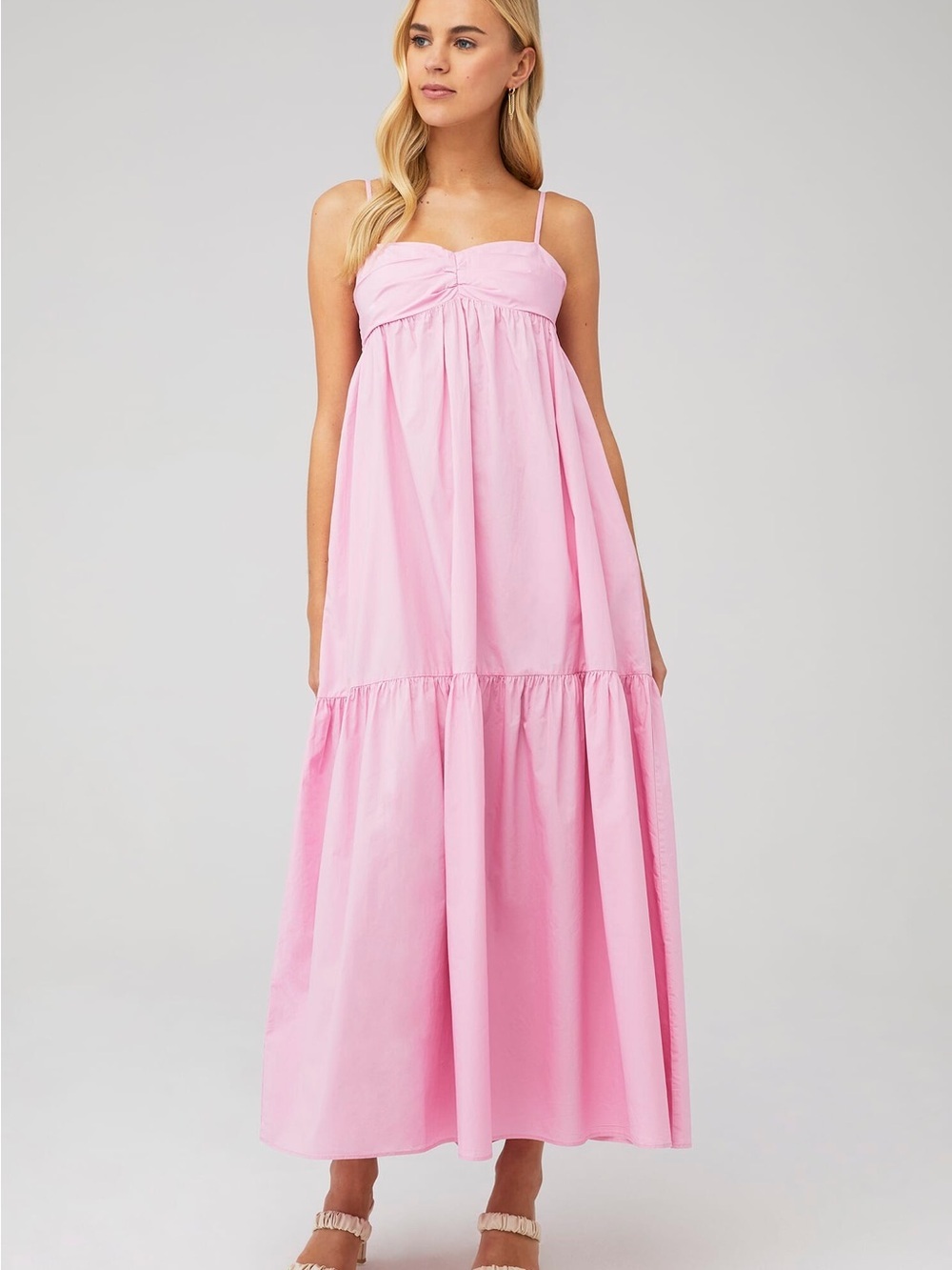 Amanda Uprichard Sima Pink Tiered Maxi Dress Women's Size M - Picture 2 of 8